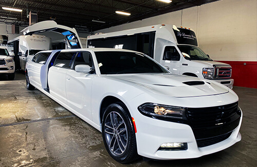 white stretch limo exterior