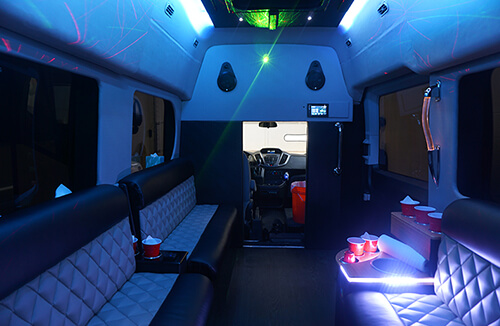 laser lights in a limo van