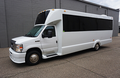 white party bus exterior