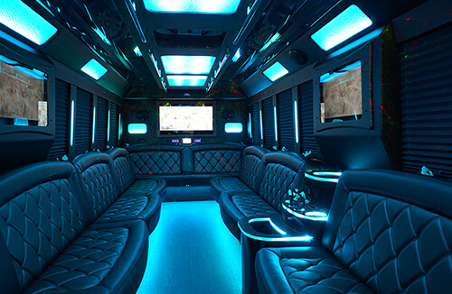 colorful party bus interior