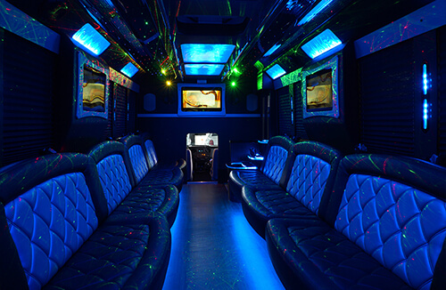 plasma tvs on a party bus