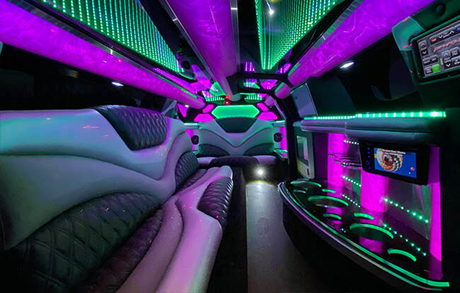 led lights in a limousine